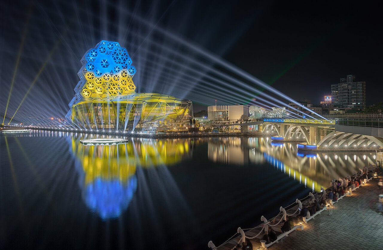 Kaohsiung Music Center and Lingyaliao Railroad Bridge lit wi (Potluck Themes Should Fit a Tiny Kitchen)